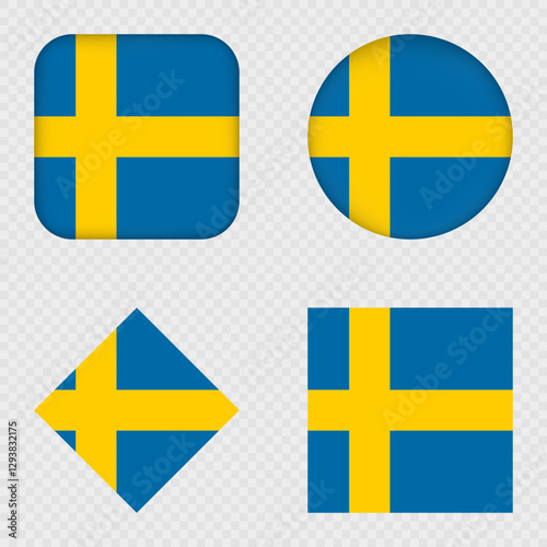 Sweden Flag Icons Pack. Vector illustration.