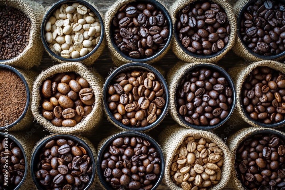 Explore a Vibrant Collection of Coffee Beans Sourced From Various Regions Around the Globe Showcasing Diverse Colors and Roasts Explore a Vibrant Collection of Coffee Beans Sourced From Various Regions Around the Globe Showcasing Diverse Colors and Roasts