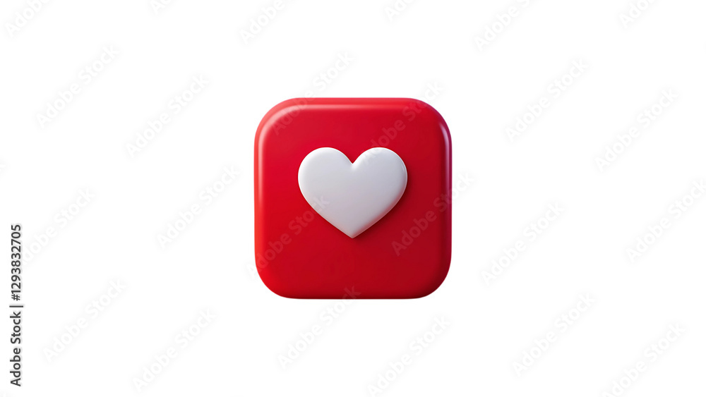 A vibrant red button pulsates with a pure white heart, symbolizing love, connection, and digital affection, rendered in a clean, 3D style. A vibrant red button pulsates with a pure white heart, symbolizing love, connection, and digital affection, rendered in a clean, 3D style.