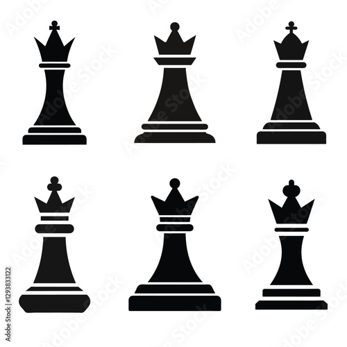 set of chess pieces vector 