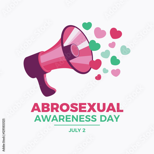 Abrosexual Awareness Day poster vector illustration. Loud speaker and hearts shape icon vector. LGBT abrosexual megaphone love symbol. Template for background, banner, card. 2 July. Important day