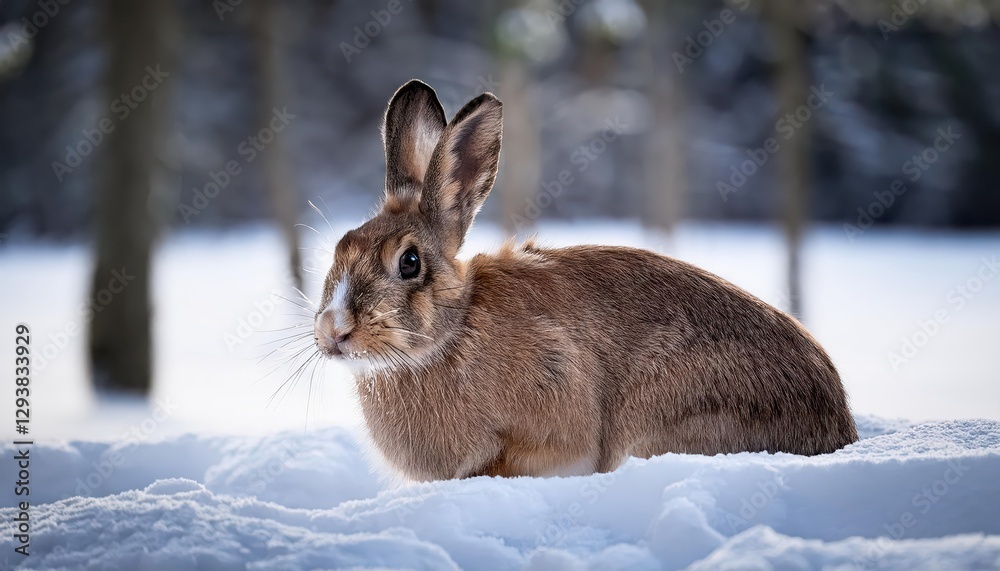 A Magical Moment A Playful Rabbit Amidst Winters Tranquility, Leaping Across the Whimsical White Landscape, Caught in the Soft Glow of Dusk, Brimming with Charm and Serenity. A Magical Moment A Playful Rabbit Amidst Winters Tranquility, Leaping Across the Whimsical White Landscape, Caught in the Soft Glow of Dusk, Brimming with Charm and Serenity.