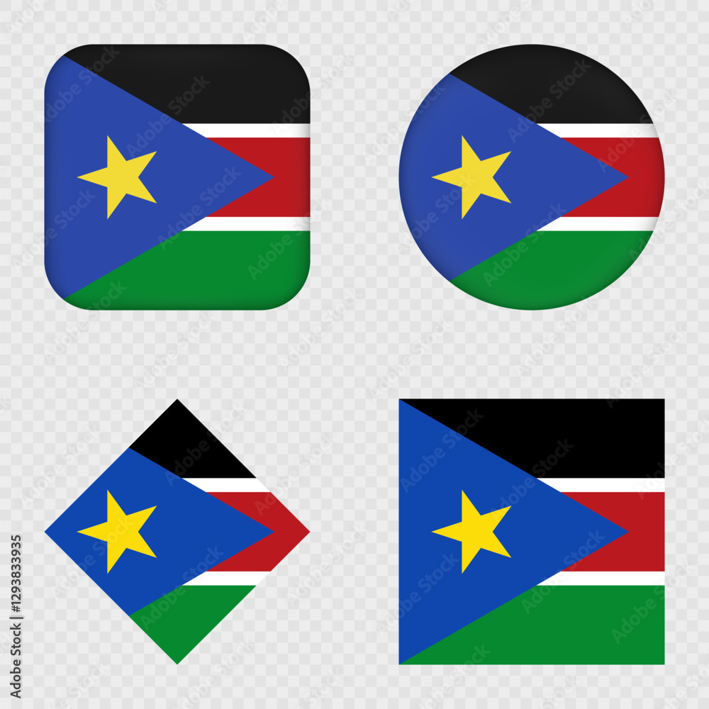 South Sudan Flag Icons Pack. Vector illustration. South Sudan Flag Icons Pack. Vector illustration.