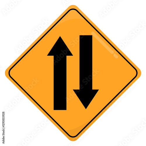 Free Download Yellow Road and Traffic Sign. Two Way Road Sign - GFXLoad