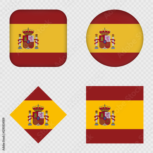 Spain Flag Icons Pack. Vector illustration.