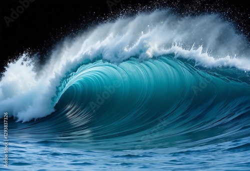 A beautiful Powerful Ocean Wave in Motion Majestic Sea Energy isolated in white background photo