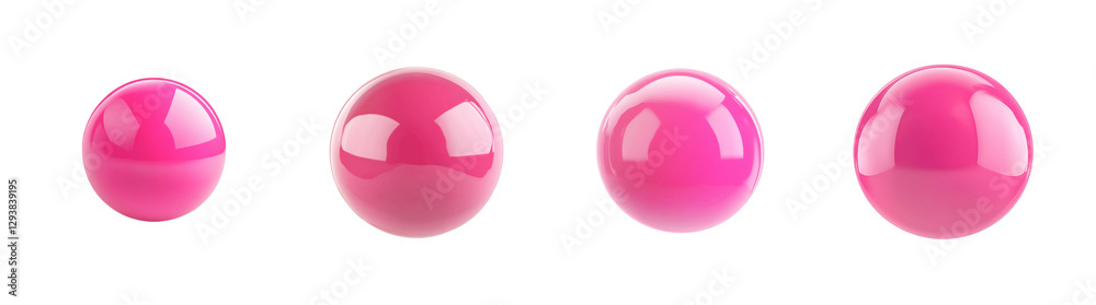 Four Glossy Pink Spheres on White Background Four Glossy Pink Spheres on White Background