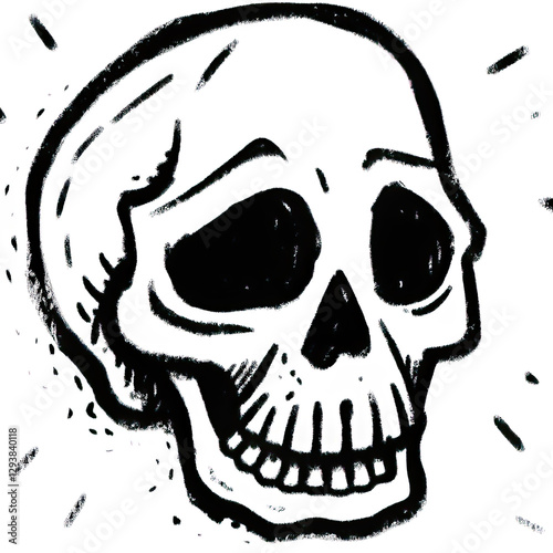 Spray painted dead skulls. Graffiti drawing symbols. Skull with crossed eyes. Vector