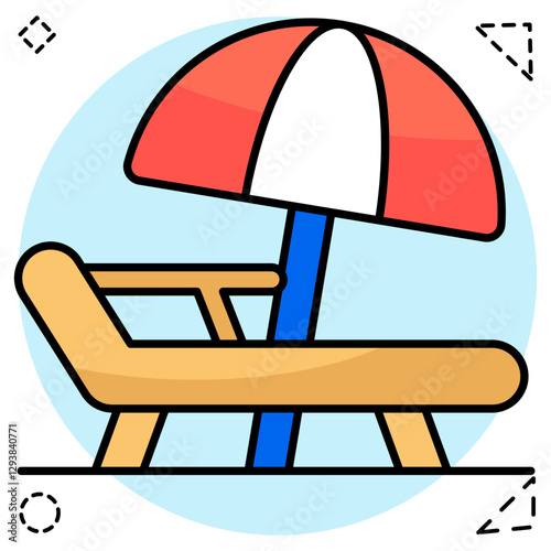 A colored design icon of sunbath