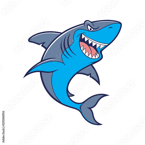 shark cartoon isolated on blue