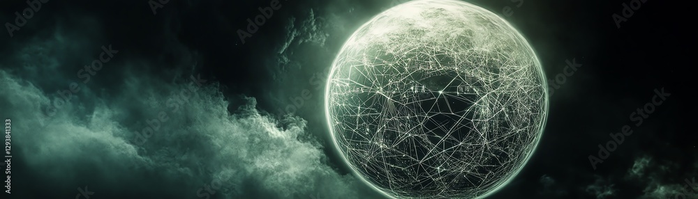 Naklejka premium Hightech digital concept of a spherical city encapsulated in a globe