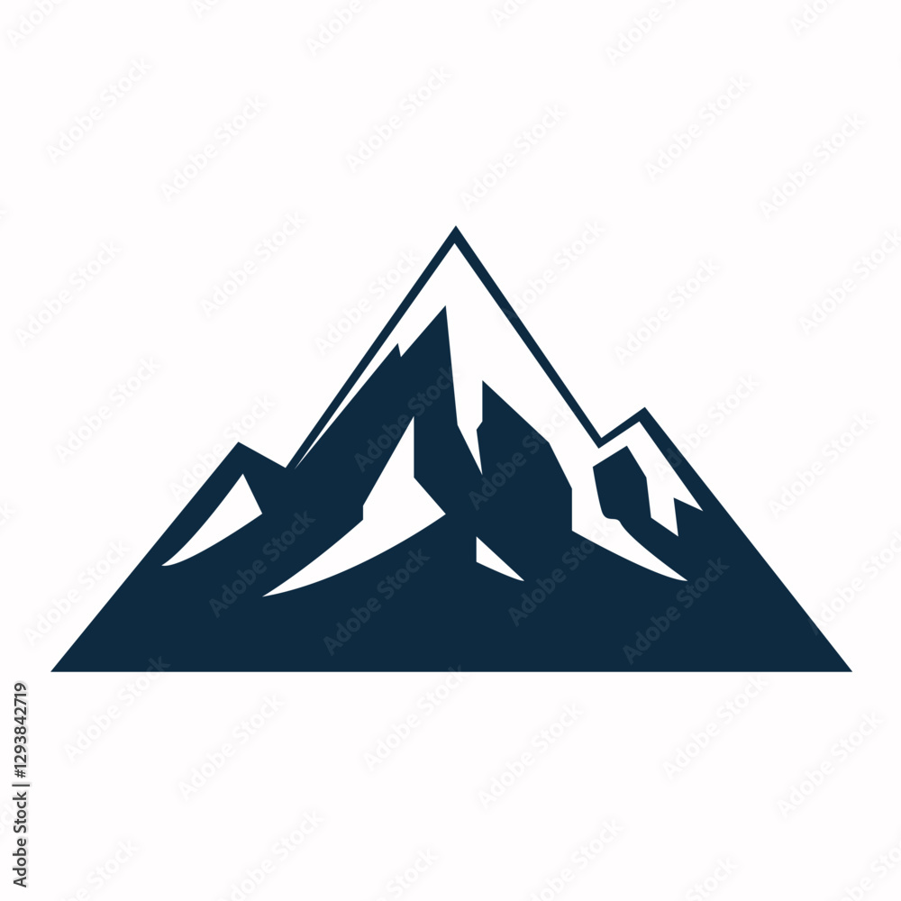 Stylized Mountain Range with Snow-Capped Peaks