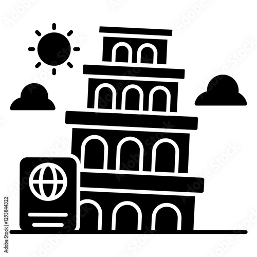Modern design icon of Pisa tower