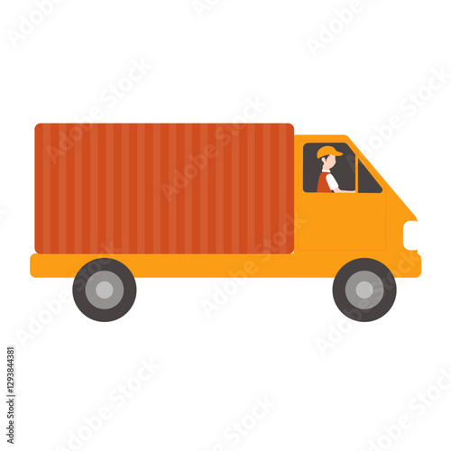 Delivery Truck and Worker. Package Delivery Cargo Illustration