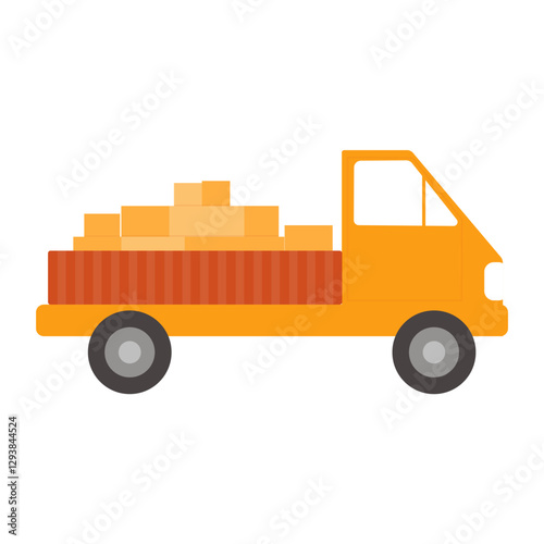 Delivery Truck and Worker. Package Delivery Cargo Illustration