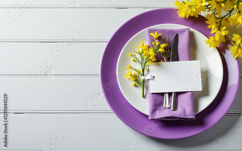 Table setting in purple tones
