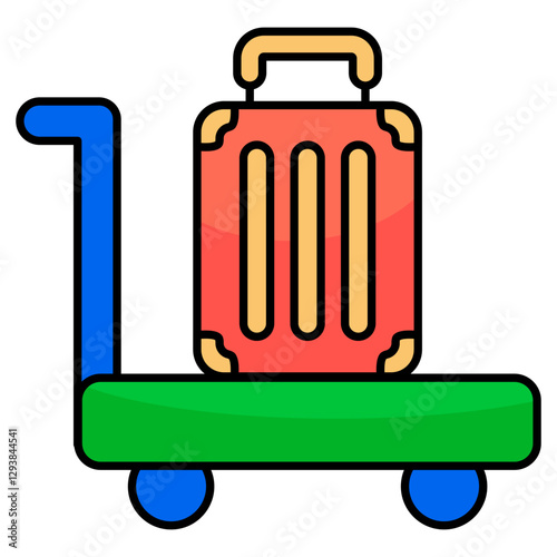 A flat design icon of luggage trolley