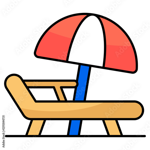 A colored design icon of sunbath
