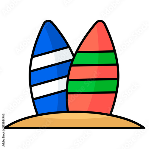 Modern design icon of surfboard