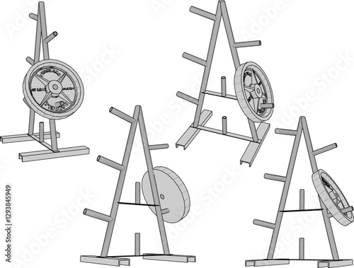 vector illustration of the design of a rack for storing barbells for fitness exercise in the gym 