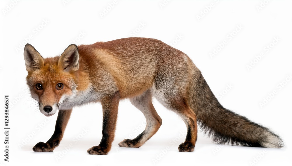 Vibrant FourYearOld Red Fox Against a White Canvas, Captivating with Glistening Fur and Sharp Eyes in a Minimalist Portrait, Perfect for Wildlife Art, Home Decor, or Design Inspiration. Vibrant FourYearOld Red Fox Against a White Canvas, Captivating with Glistening Fur and Sharp Eyes in a Minimalist Portrait, Perfect for Wildlife Art, Home Decor, or Design Inspiration.