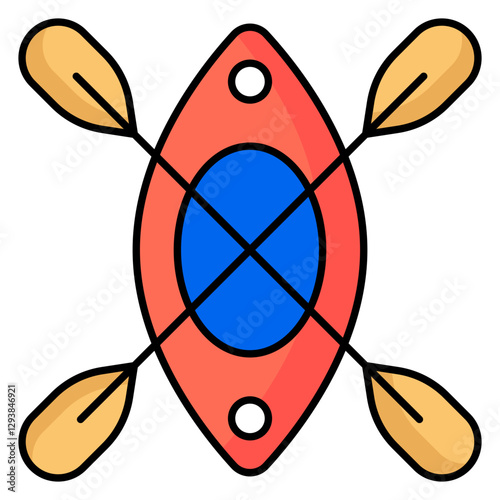 A flat design icon of rowing boat, canoe vector