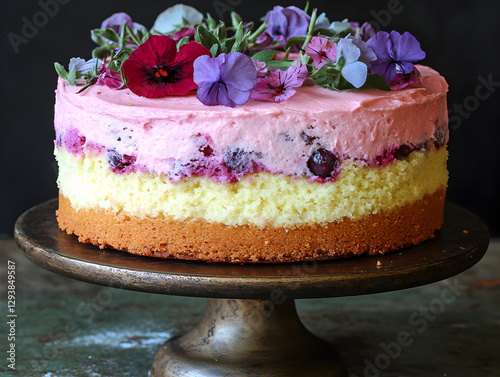 A light and airy Hungarian Dobos torte with caramelized sugar topping.