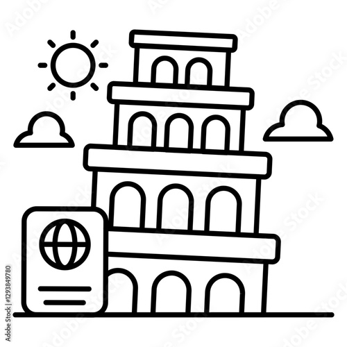 Modern design icon of Pisa tower