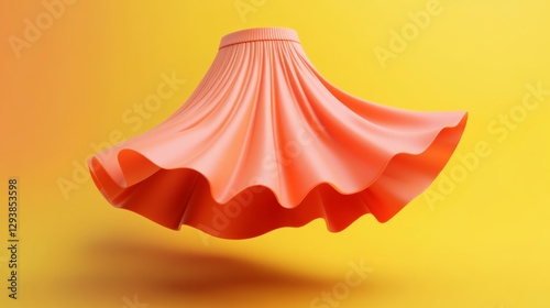 3D Icon of Flowing Line Skirt Isolated on Vibrant Yellow Background