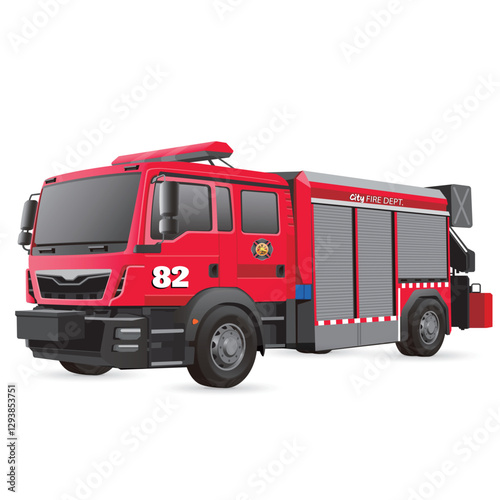  Modern Fire Truck Illustration – City Fire Department Emergency Vehicle
