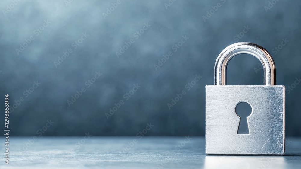 Naklejka premium Silver Padlock on Gray Surface Security and Protection Concept