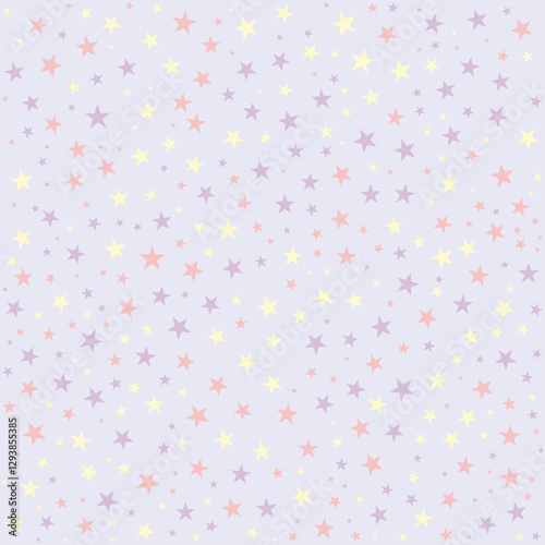 Pastel Dreamscape, Pale Lavender Star Pattern with Blush Pink & Pale Yellow Accents