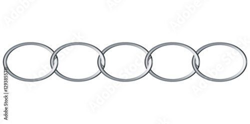 Realistic Silver Metal Chain Vector Illustration.	