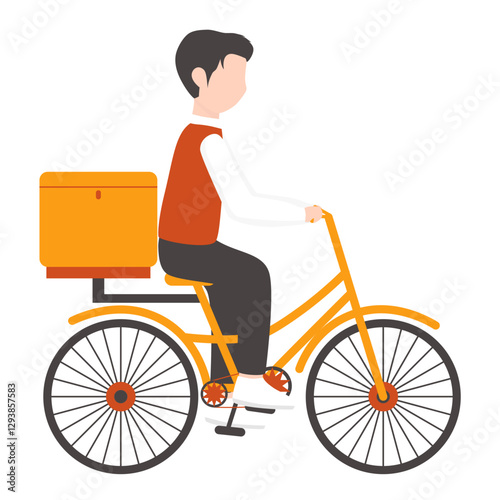 Courier and Delivery Package with Bicycle Illustration