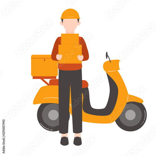 Courier Man Delivers the Package to Customer. Package Delivery Order Illustration