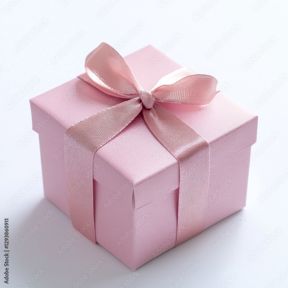 Obraz premium Pink gift box on white background