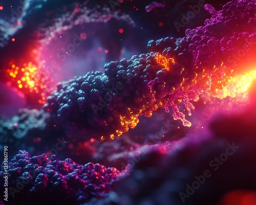 Dynamic artistic rendering of glucose oxidation under aerobic condition vibrant glowing intermediate ultra sharp molecular clarity cinematic lighting effect balanced proportion scientifically accurate