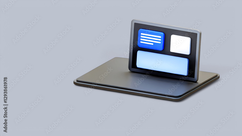 tech education with AI and e-learning platforms 3D concept. Minimalist digital display on a sleek base showcasing information. tech education with AI and e-learning platforms 3D concept. Minimalist digital display on a sleek base showcasing information.