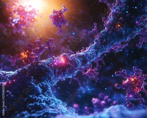 Dynamic artistic rendering of glucose oxidation under aerobic condition vibrant glowing intermediate ultra sharp molecular clarity cinematic lighting effect balanced proportion scientifically accurate