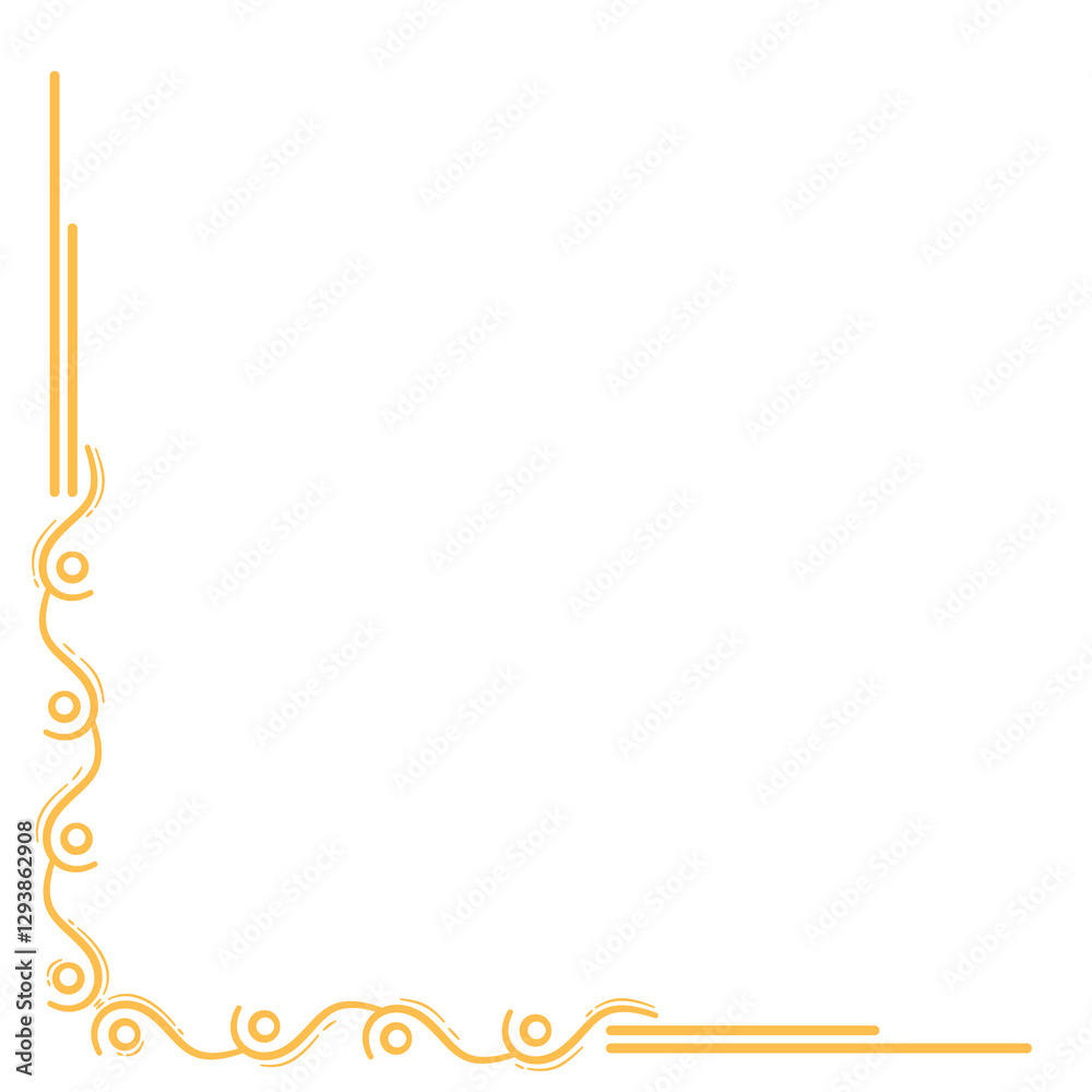 Obraz premium Golden Corner Border Ornament. Gold Certificate and Wedding Invitation Card Border