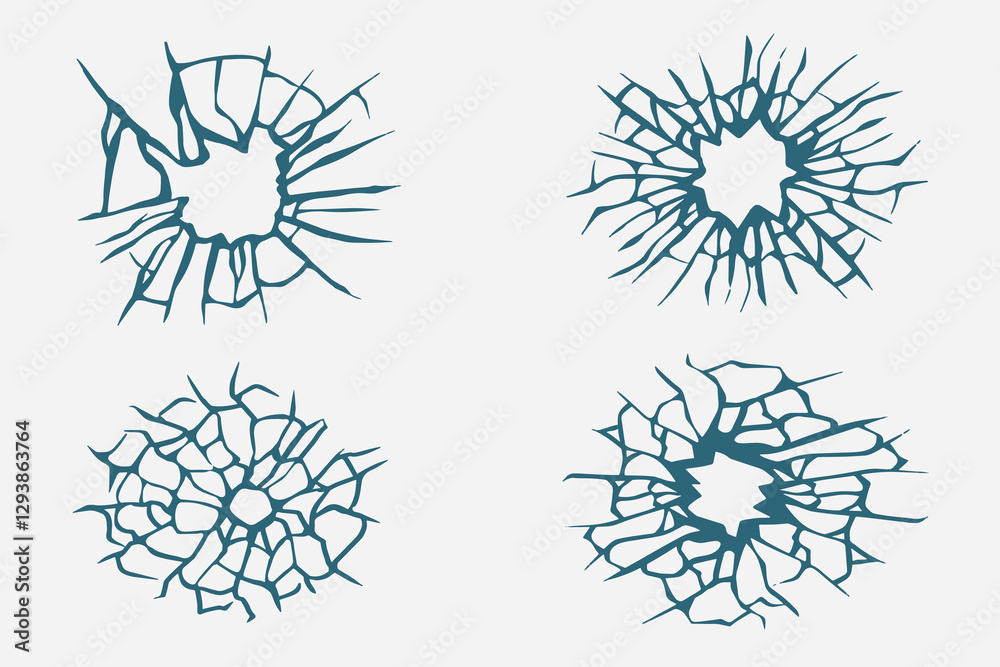 Obraz premium set of glass shatter good for element design, icon, background, sticker, texture, decal, etc