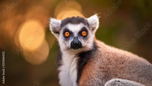Ringtailed Gray Lemur Frolicking in Madagascars Tropical Rainforest, Wild and Free amidst Lush Greenery and Bold Colors