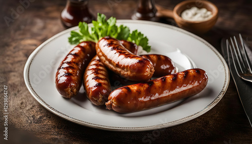 Grilled Sausages on White Plate