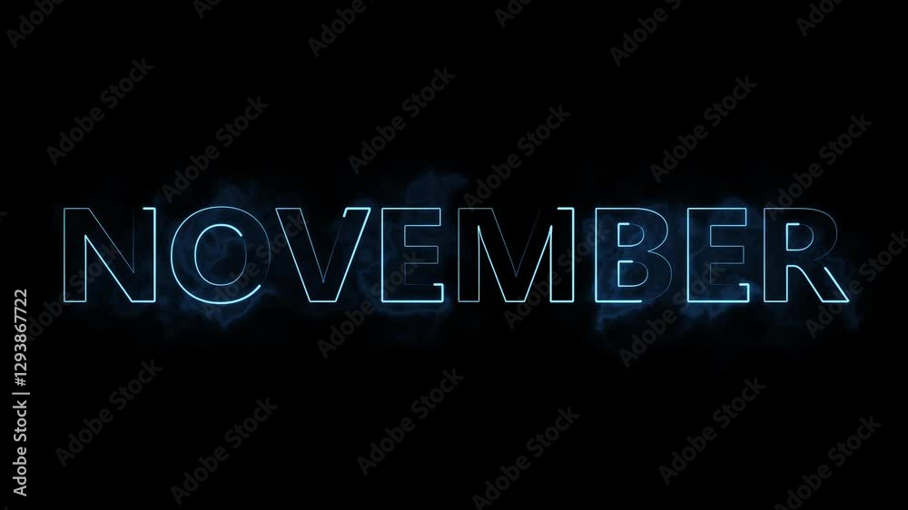 November text icon animation with neon glowing 4k video. Glowing colorful light neon text all month. november month text animation. Neon glow signs in seamless loop motion graphic. 4k motion video. November text icon animation with neon glowing 4k video. Glowing colorful light neon text all month. november month text animation. Neon glow signs in seamless loop motion graphic. 4k motion video.