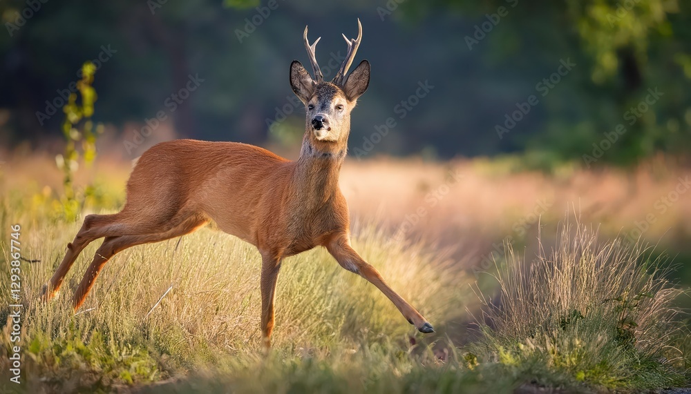 Roe Deer Alert Capreolus Capreolus Buck in Vigilance, Frosty Forest Scene with Dappled Light and Autumn Hues, Perfect for Wildlife Art, Home Decor, or Design Inspiration Roe Deer Alert Capreolus Capreolus Buck in Vigilance, Frosty Forest Scene with Dappled Light and Autumn Hues, Perfect for Wildlife Art, Home Decor, or Design Inspiration