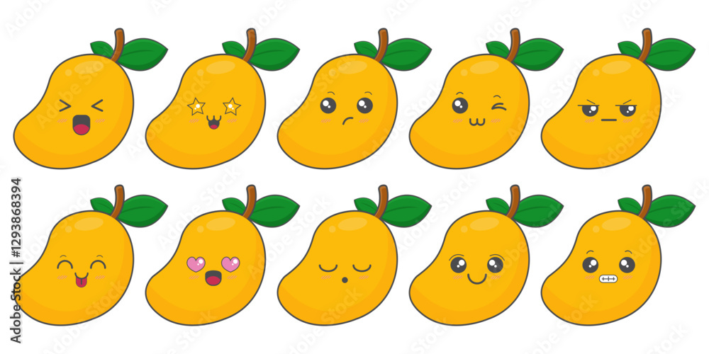 Cute Mango Character Set Cute Mango Character Set