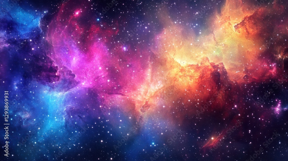 Fototapeta premium Cosmic Nebula: A Symphony of Celestial Colors