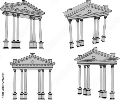 vector sketch illustration of classic vintage old colonial house building design with large columns