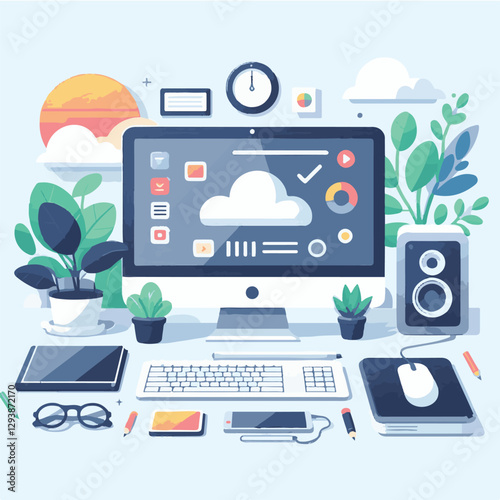 computer, digital, business, technology, communication, laptop, tech, work, office, web, internet, design, employee, vector, information, monitor, pc, modern, device, person, electronic, desktop, scre