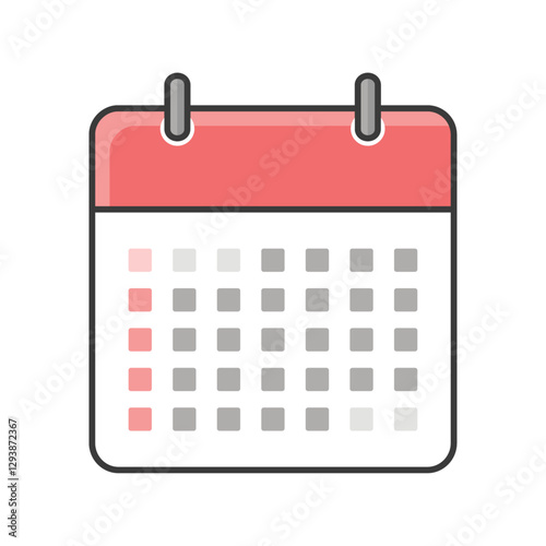 シンプルでかわいい日曜始まりのマンスリーカレンダーのアイコン - スケジュール･予定のイメージ素材